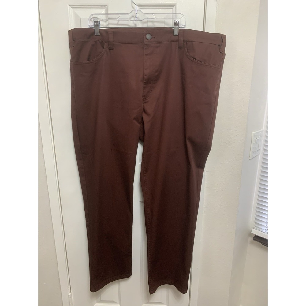 DXL Oak Hill Straight Fit Tech Men's Pants Trouser Burgundy Stretch 46 x 30